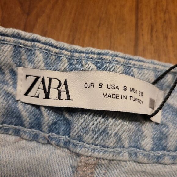 Zara High Waisted Sailor Nautical Front Style Light Wash Denim Jeans Size S - Picture 6 of 6